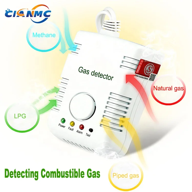 Original China Factory Wholesale AC220V Wall Mounted Combustible Methane LPG LNG Natural Gas Detector For Home Kitchen Alarm