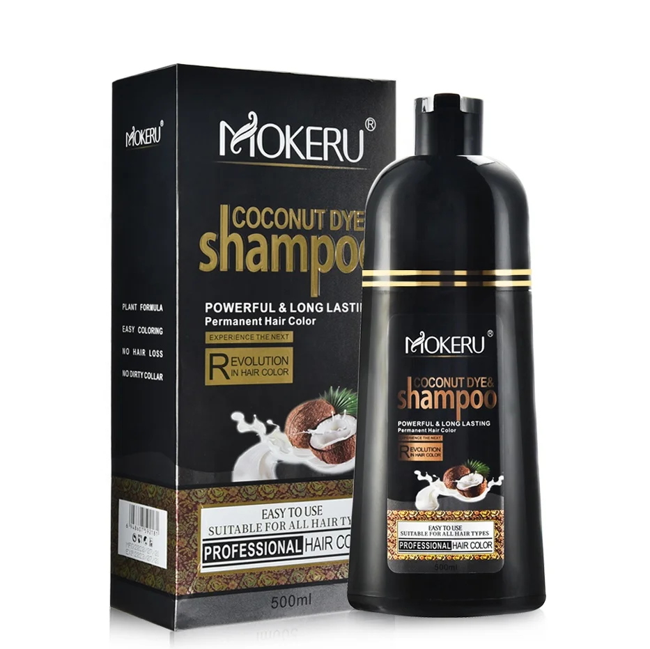 
Mokeru Long Lasting Fast Black Hair Shampoo Natural Pure Natural Coconut Oil Hair Dye Shampoo for Hair for Women 