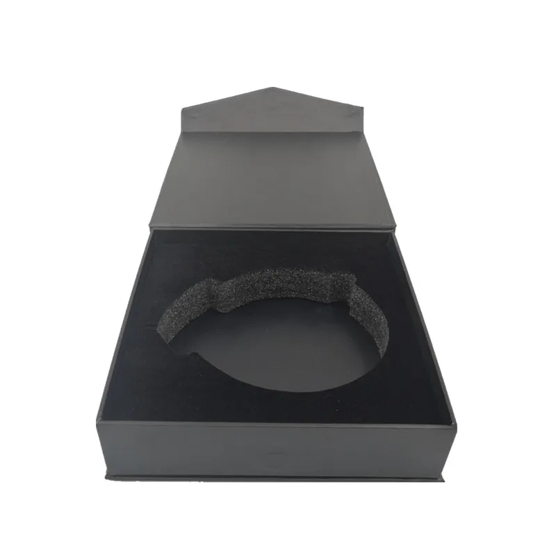 
Custom luxury Black Large Magnet Flat Pack Rigid Cardboard Paper Man Belt Box with Logo 