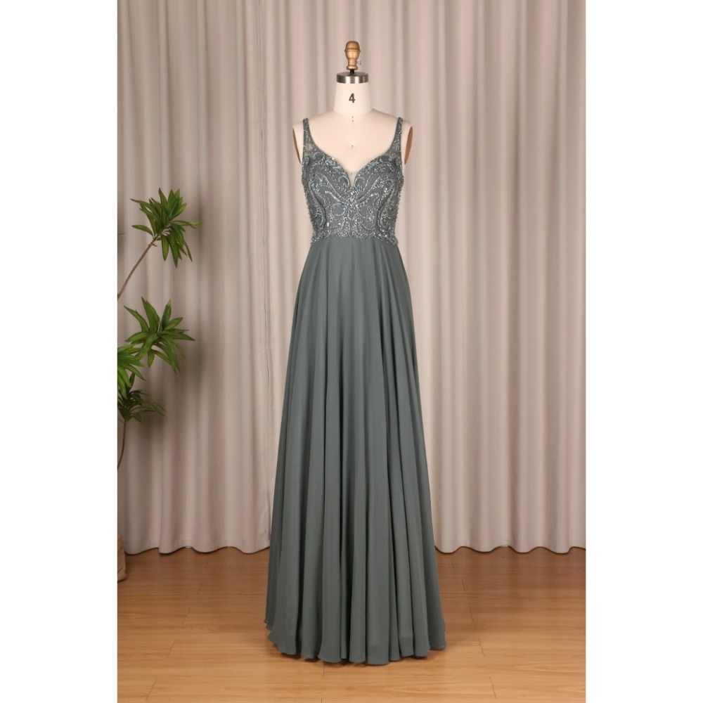 Hot sale Skirt A line Hand beading Chiffon Satin Polyester bridesmaid Ladies Evening Dresses