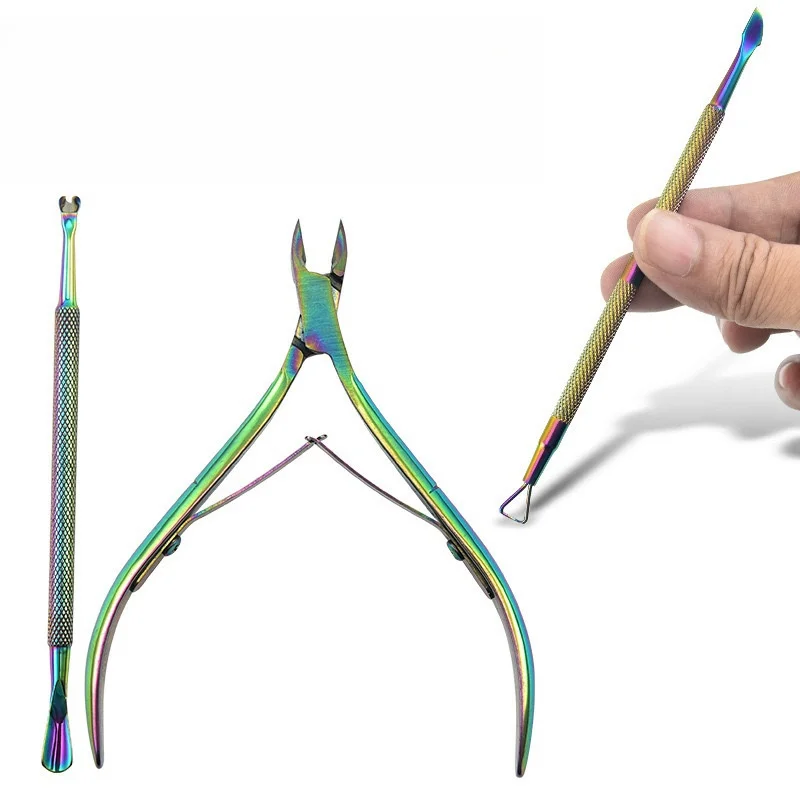 Oem 3pcs/Set Manicure Tool Dead Skin Scissors Cuticle Nippers And Nail Pusher Set