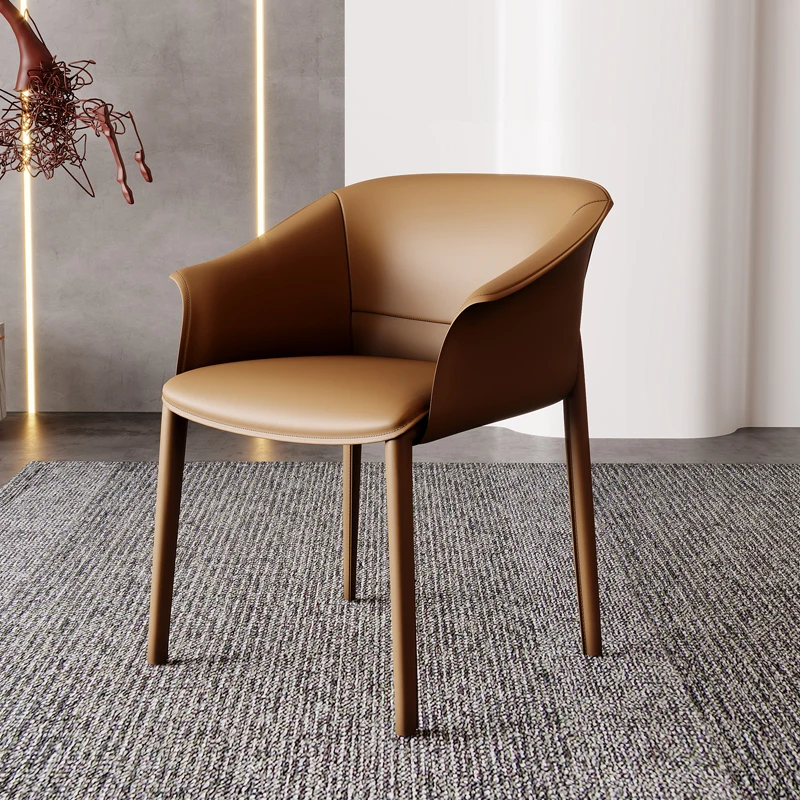 Modern luxury italian european designer style Saddle Leather Upholstery Hotel Home kitchen Dining Room Arm Chair Wholesale