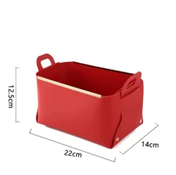 Desktop PU Leather Storage Box Foldable Sundries Storage Basket Leather Metal Tray With Handle Home Decor
