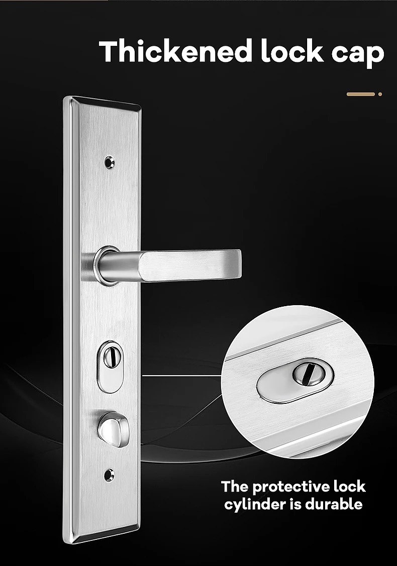 Stainless steel 201/304/316 door usage room door handle with plate lock simple style