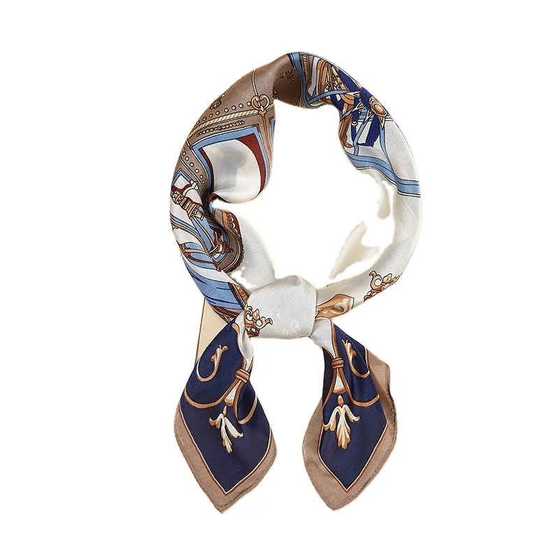 100% Silk Scarves Printing Service Designer foulard en soie Women Square Custom Silk Scarf with Logo