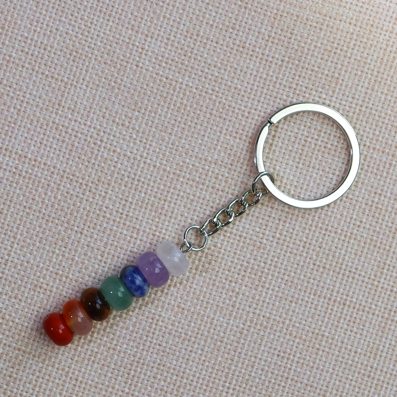 Wholesale crystal key chains natural crystal even chakra energy Healing Gold Silver