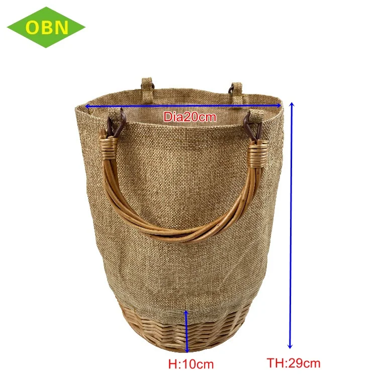 New fashion lady knitting handmade linen wicker rattan patchwork basket weave bag