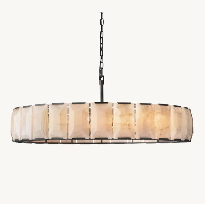 Round Big chandelier Marble Chandelier New Style CCT Dimmable Remote control fixture size and color as required