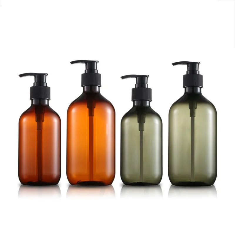 Amber plastic pet packaging recycled 16oz empty 500ml unique luxury clear shampoo and conditioner bottle