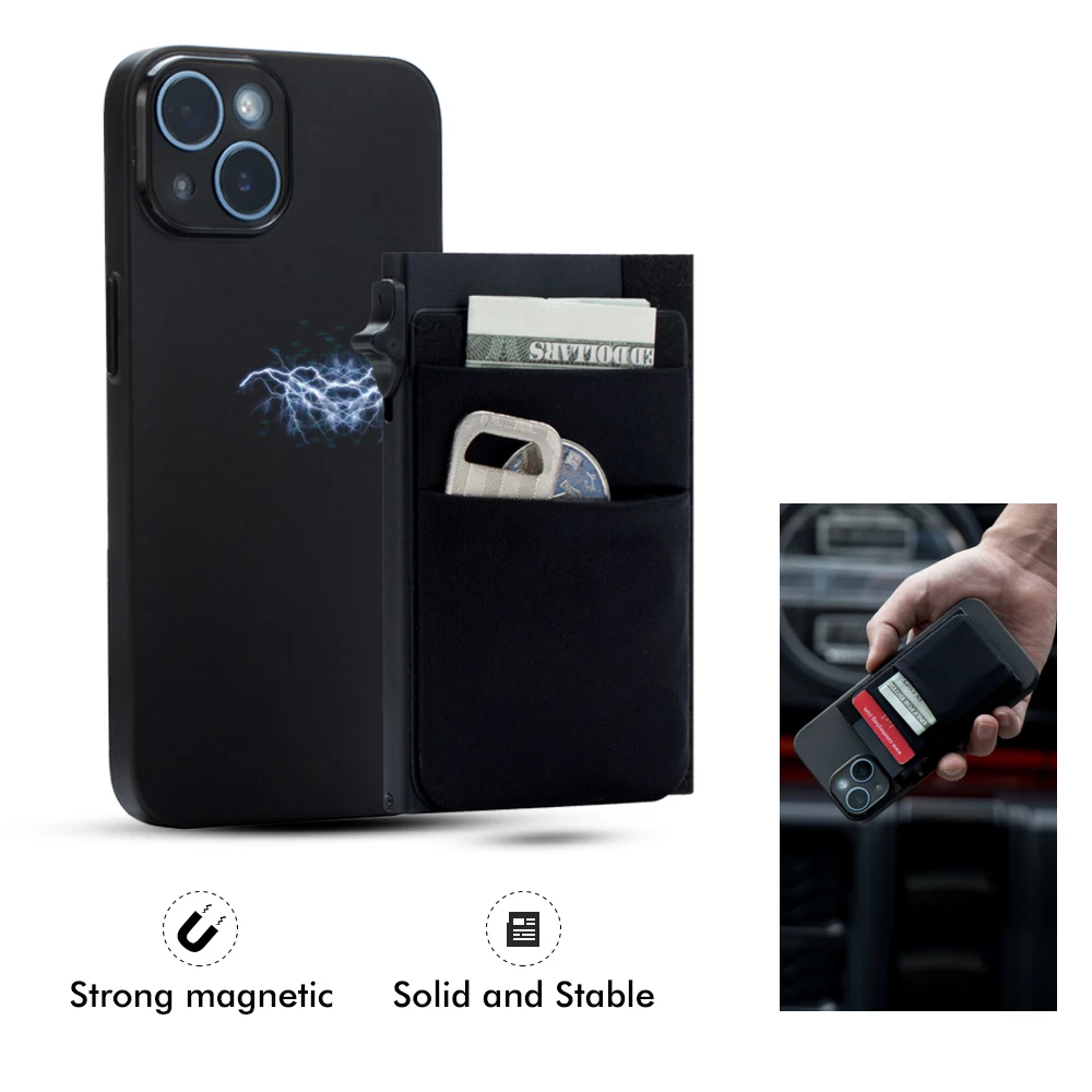 New Product Rfid Genuine Leather Business Smart Credit Card Case Wallet Mini Slim Minimalist Magnetic Pop Up Wallet for Phone