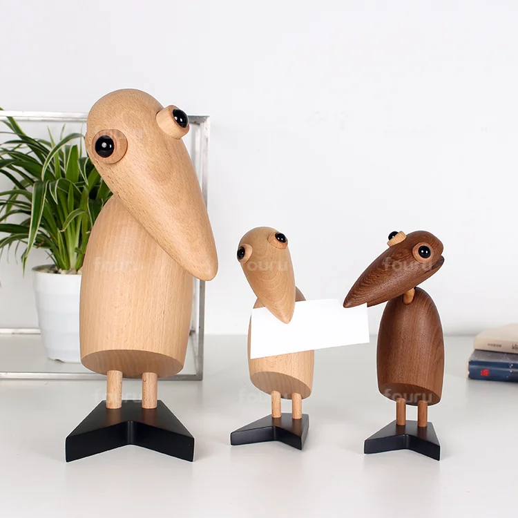 nordic creative style home decor beech wood animal bird handicraft for art deco statue kids wooden gift