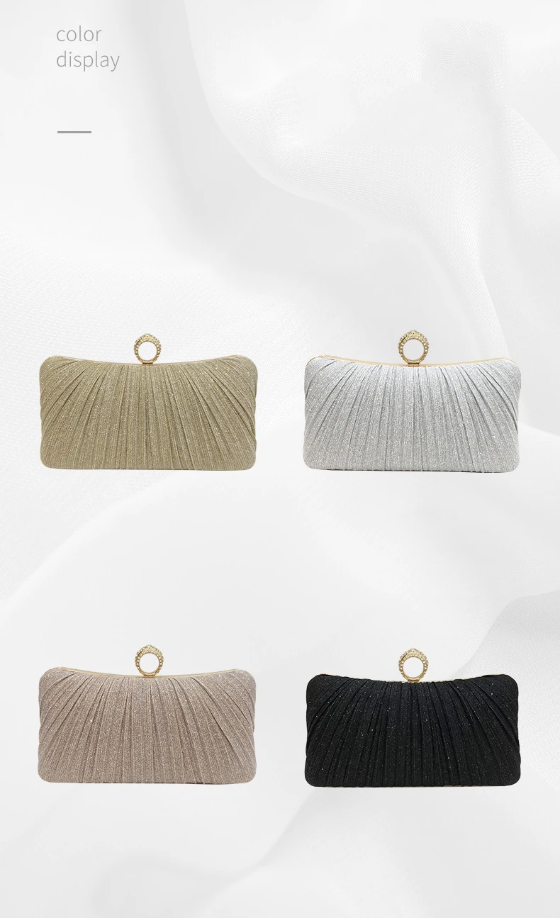 Designer Pleated Polyester square Ladies Wedding Clutch Bags