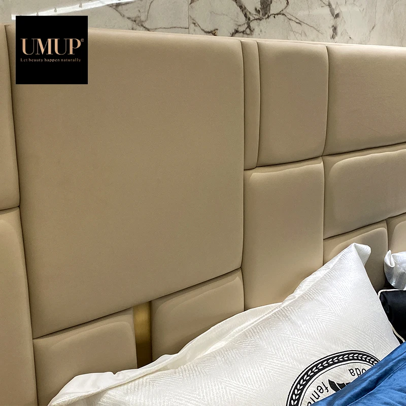 Modern excellent design popular bedroom furniture big size headboard leather & fabric king & queen sizes double bed