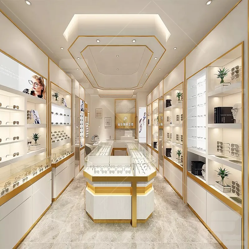 Modern Mall Optical Shop Interior Layout Decoration Design Customized Optical Stand Floor Showcase Optical Shop Furniture