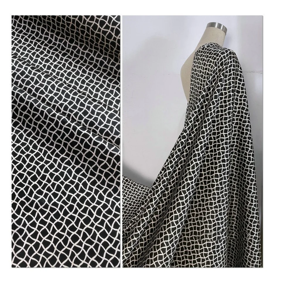 Printing Silk Satin Fabric Types Of Heavy Fusan For Abaya Fabric Black Woven polyester Satin Fabric For Abaya