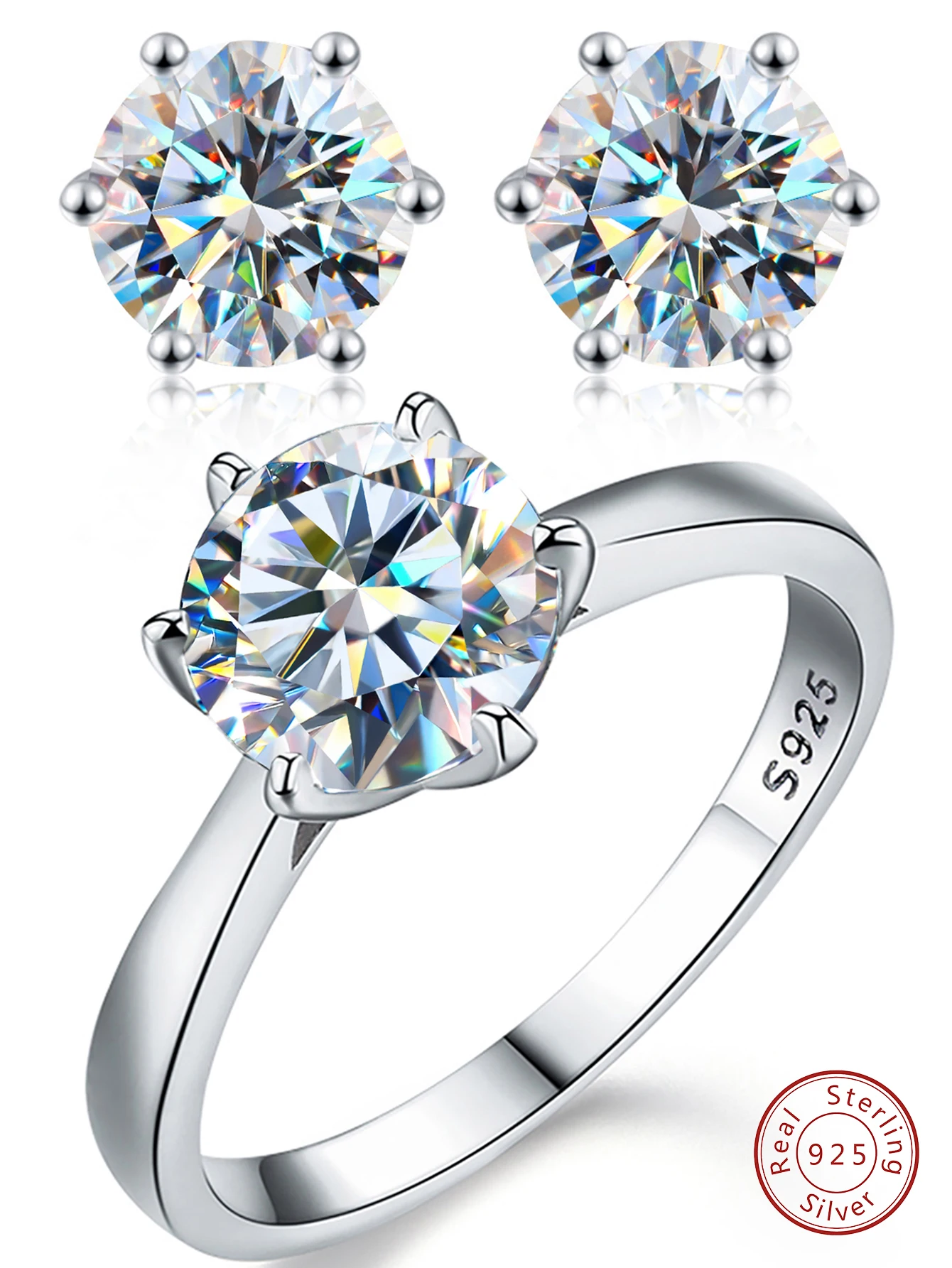 Luxury Designer  1ct Diamond  Moissanite Jewelry With Certificate Engagement Wedding Rings Set 925 Sterling Silver for Women