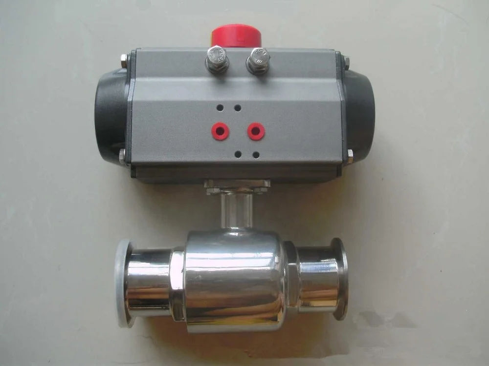 DN40 304 Stainless Steel Pneumatic Three Pieces Ball  Valve