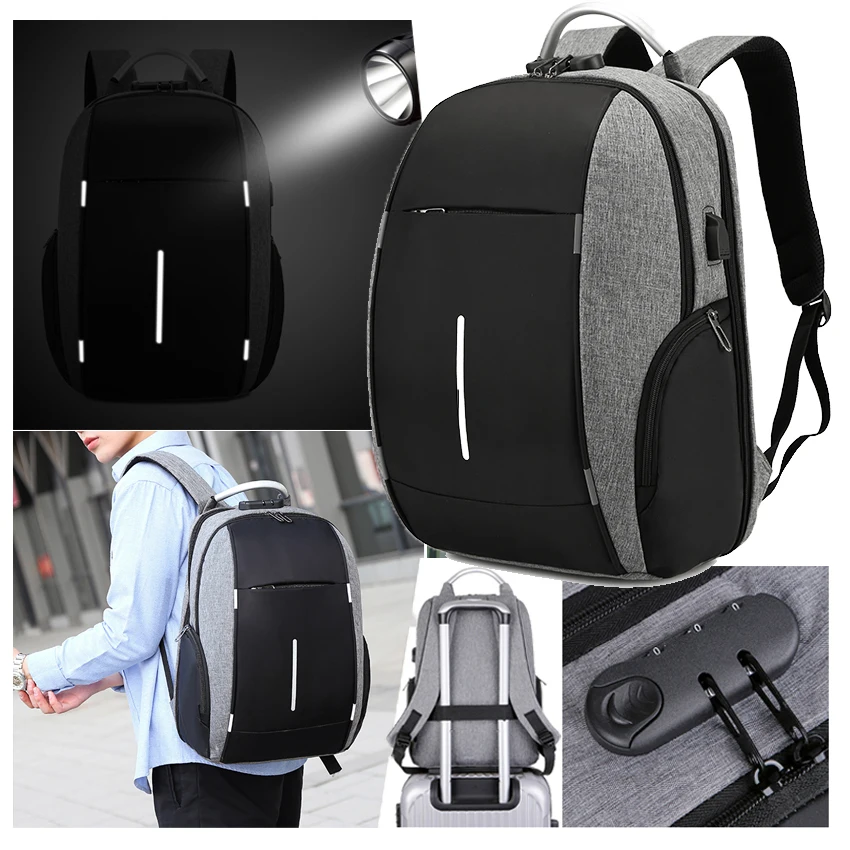 Anti Theft Men USB Laptop Backpacks Mochila antirrobo portatil Custom Logo Anti Theft Travel Bag Business Travel Laptop Backpack