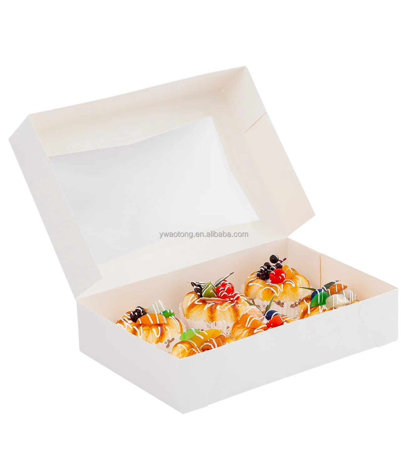Eco Friendly Custom Design Cake Boxes Gift Packaging Medium White Bakery Cake Boxes With Clear Window