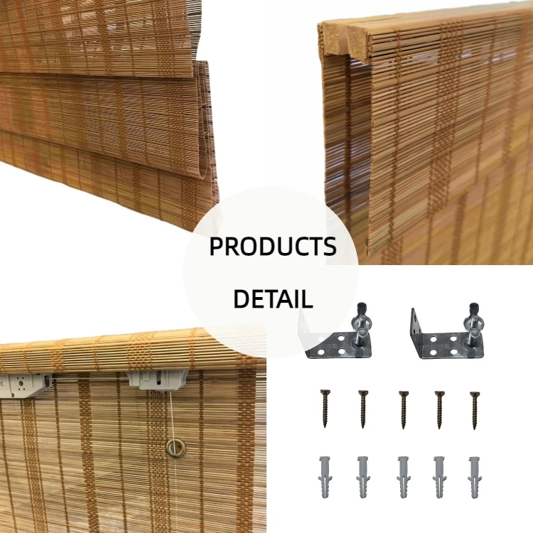 Custom natural cordless bamboo blinds for sunshade home decoration living room office bedroom high quality bamboo curtains