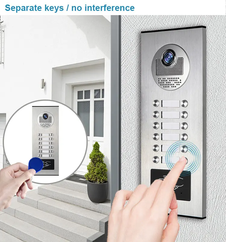 XINSILU 12 Buttons Tuya WIFI Multi Apartment Video Intercom Doorbell System with RFID Unlocking Access Control Outdoor Unit