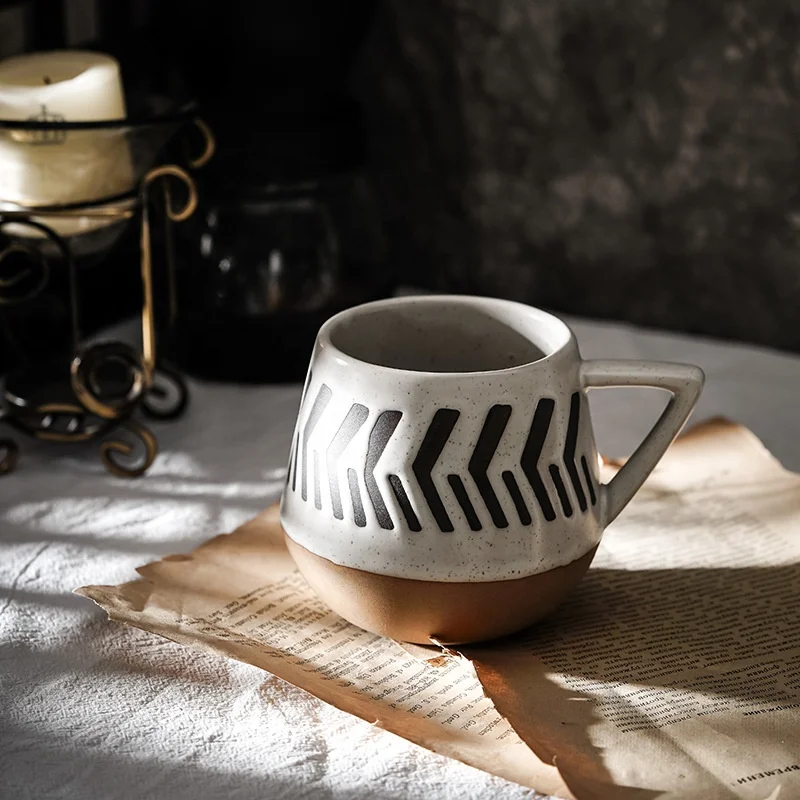 wholesale simple nordic ceramic ins style handmade clay mug personality water cup pottery coffee mug