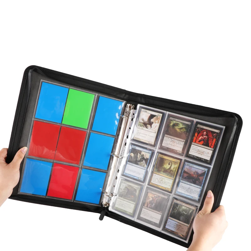 Pu Leather Binder With Zipper Board Game Card Photo Album Custom 9-Pocket Photo Album Card