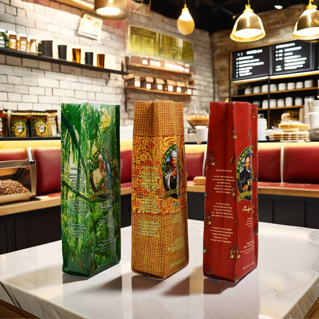 OEM Custom Gravure Printed Matte Coffee Bag Side Gusset Pouch Packaging with One Way Valve for Coffee Beans