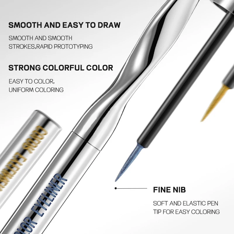 Custom logo Smooth Long-lasting Eye Liner Waterproof Pigment Green Brown Black Pen Women Fashion Color Eyeliner