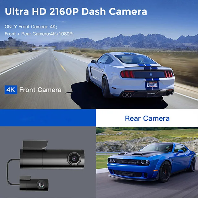 2160p 30fps front and interior car wifi gps 4k dashcam