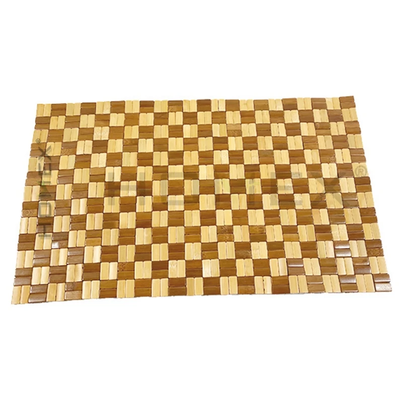 Square Natural Bamboo Bathroom Rug, Non Slip and Foldable Bamboo Floor Mat