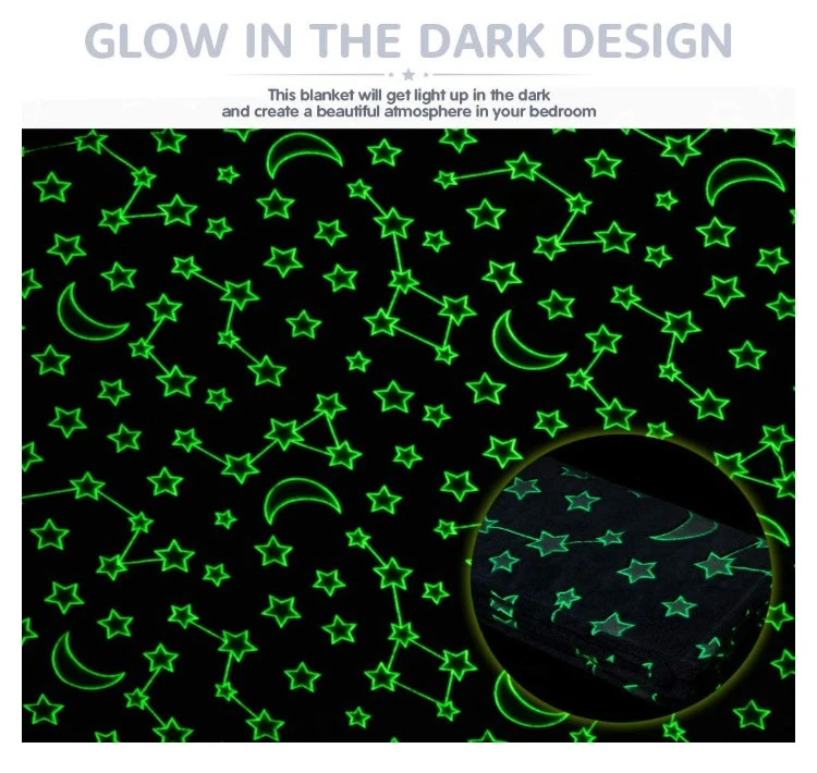 
Customized logo design baby throw glow in the dark blanket for children 