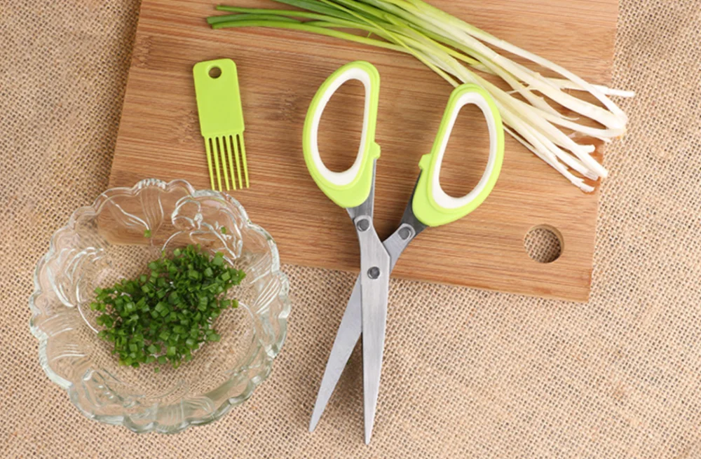 Multi-Layers KItchen Scissors Scallion Cutter Herb Laver Spices Cook Tool Cut Multifunctional 5 Layers Stainless Steel Knives