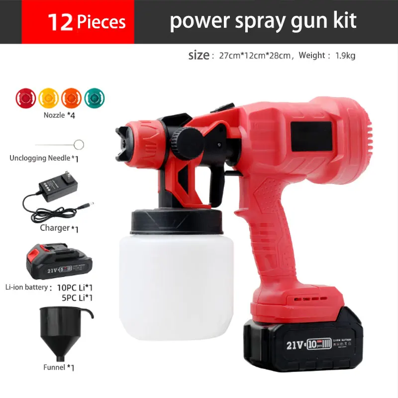 Portable 21V Lithium Rechargeable High-Pressure Airless Spray Gun for Industrial Use for Household Latex Paint Applications
