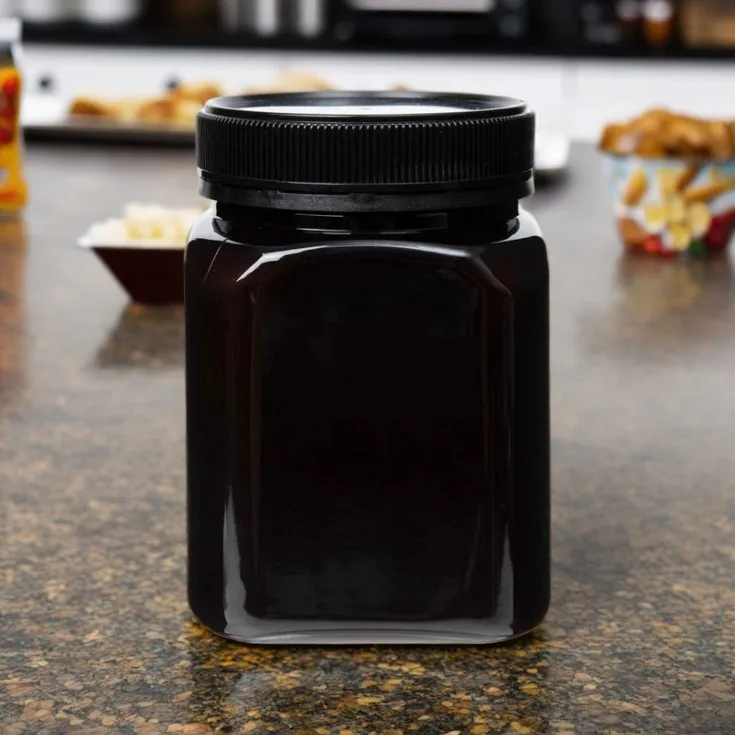 High Quality Anti-Theft 720ml Black Amber Color Honey & Candy Jar Plastic 24oz PET Jar Food Storage Container