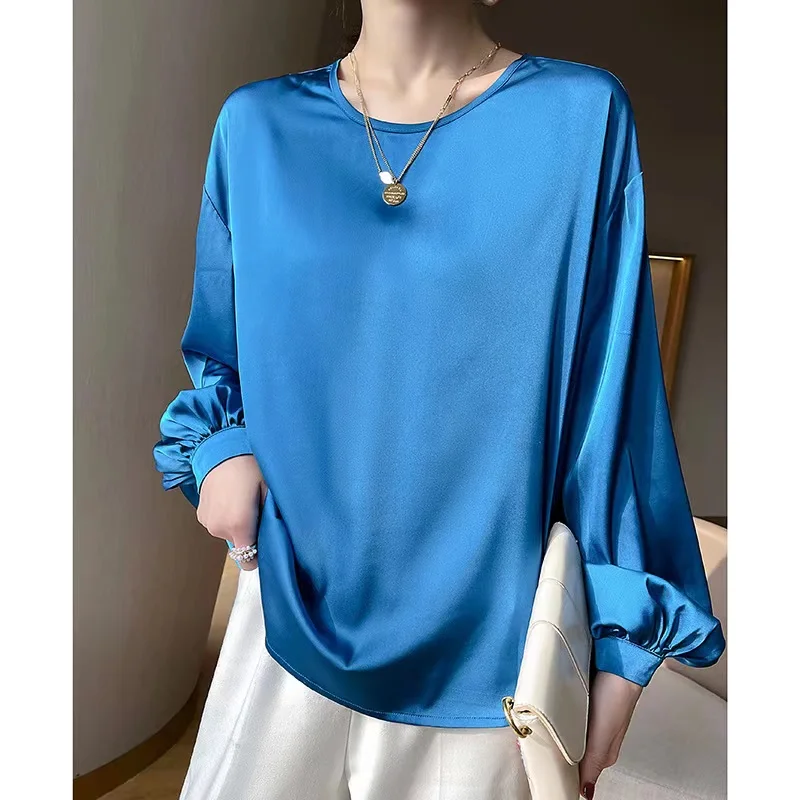 Hot selling spring and summer ladies high quality luxury real silk top silk shirt women