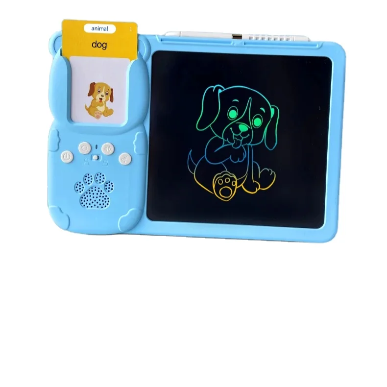 Hot Sale  Custom Animal Emotion Educational Flash Card LCD Writing Tablet Cognitive Cards  Learning Device Toy for Kids