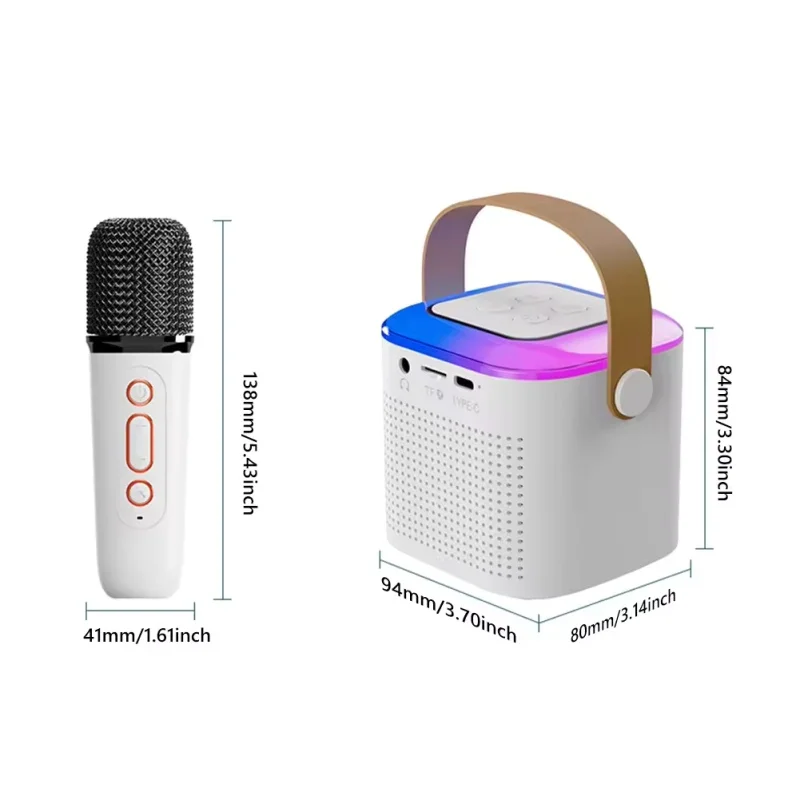 Portable Mini Rgb Blue Tooth Karaoke Machine Speaker With Wireless Microphones Studio Subwoofer Player