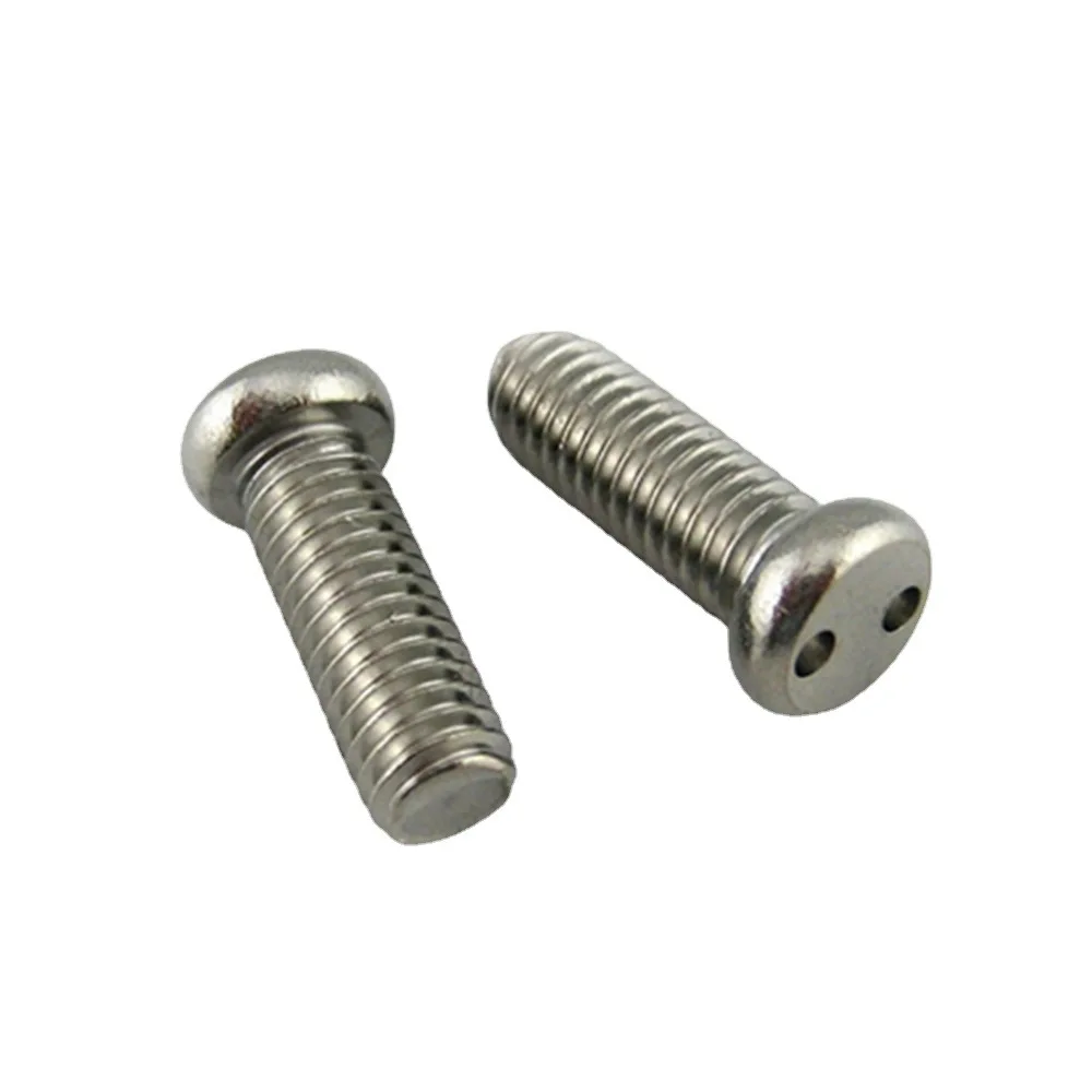 stainless steel security pan head machine screw with two holes