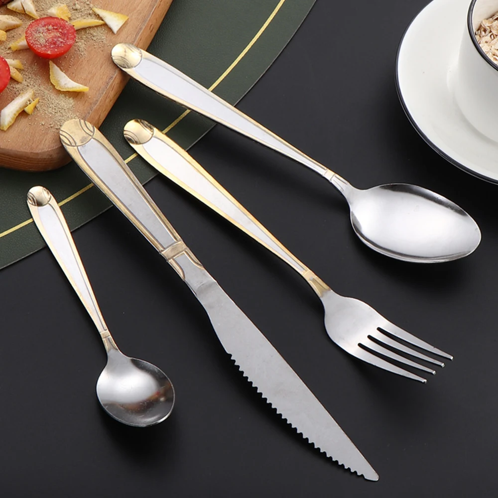 Restaurant Cheap Silver Stainless Steel 18/0 Dinner Fork And Spoon Set Gold Stainless Steel Cutlery Flatware