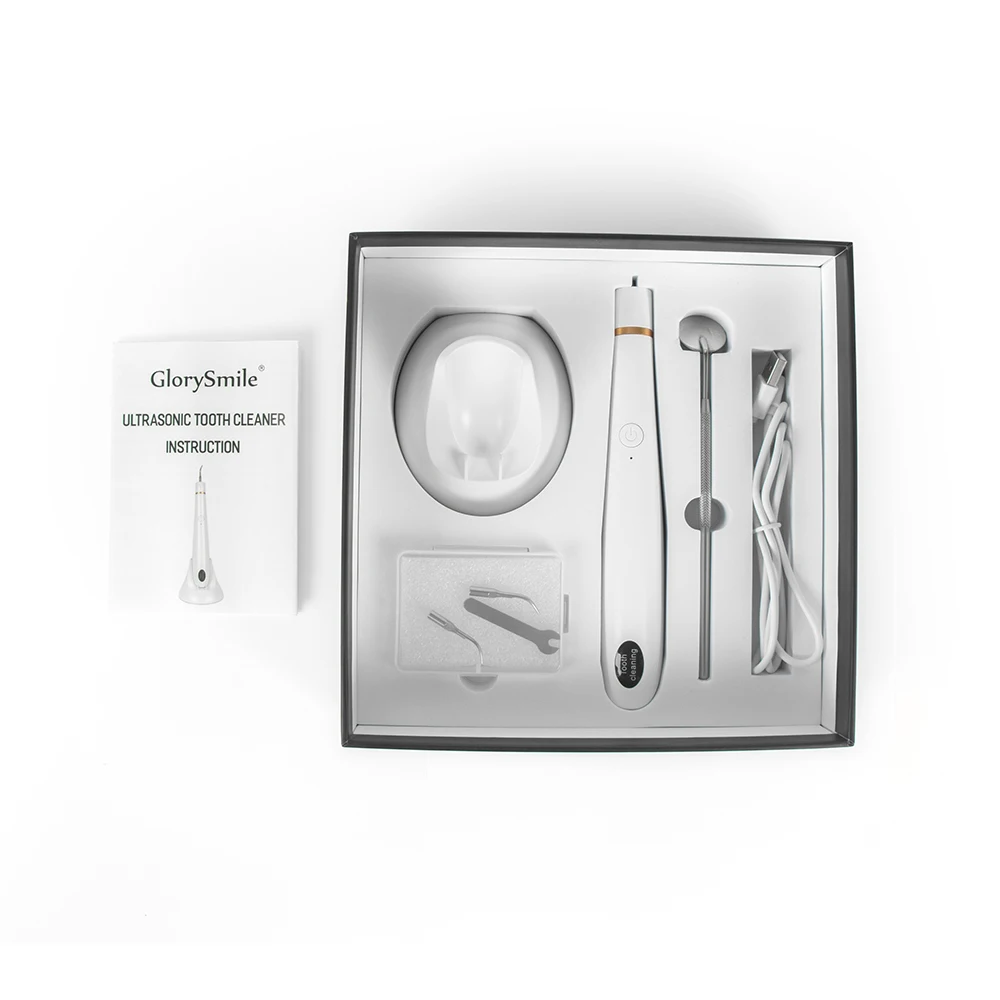 GlorySmile Effective Rechargeable Electric Stainless Steel Teeth Whitening 3 Mode Machine Cleaner Private Logo