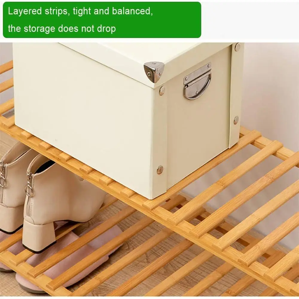 Bamboo Clothes Rack - Garment Rack with 2-Tier Storage Shelves, Garment Coat Clothes Hanging Heavy Duty Rack with top Shelf