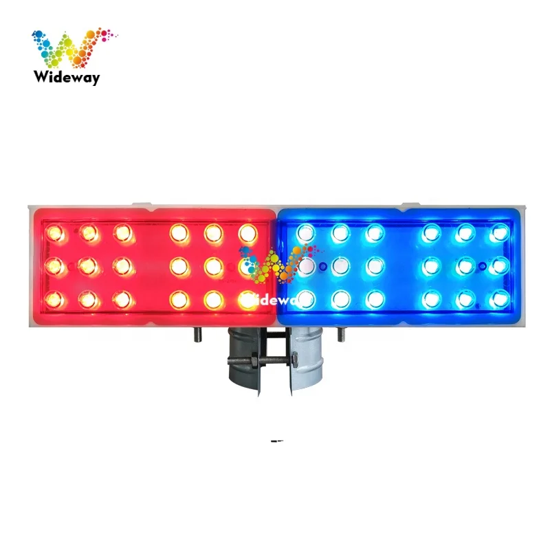 Solar strobe light LED warning light Double-sided red and blue road construction traffic warning light