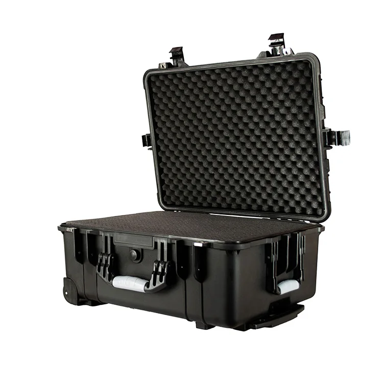 Heavy duty hard plastic case rolling trolley toolcase with wheels pelican 1560 luggage storage box with foam