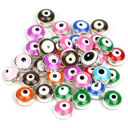 Wholesale Mix Color Flat Evil Eye Loose Glass Beads 8mm Evil Eye Bead For Bracelet And Jewelry Making