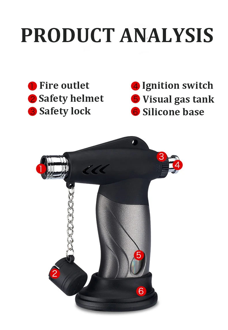Debang Wholesale Custom Logo Welding Gun Windproof Gas Refillable BBQ Lighter Gun Blue Flame Torch Cigar Lighter