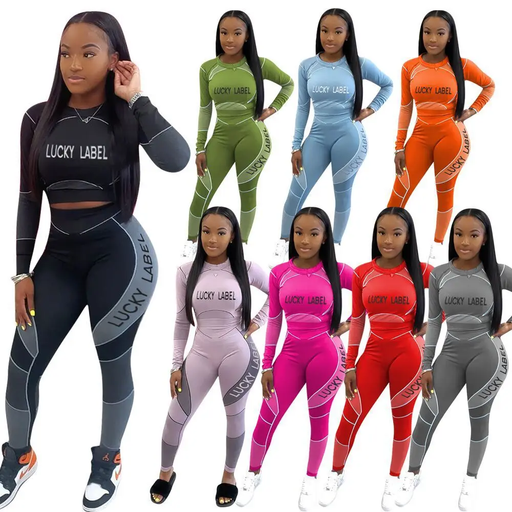 
2020 Women Lucky Label Jumpsuits Two Piece Set Women 2 Piece Set Outfits Joggers Tracksuits Suits Sets Streetwear 
