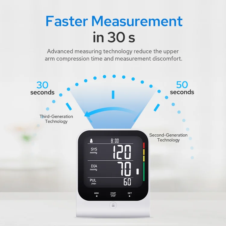 TRANSTEK Customized Wide Range Cuff Backlight Electronic Automatic Wireless Digital BP Machine Upper Arm Blood Pressure Monitor