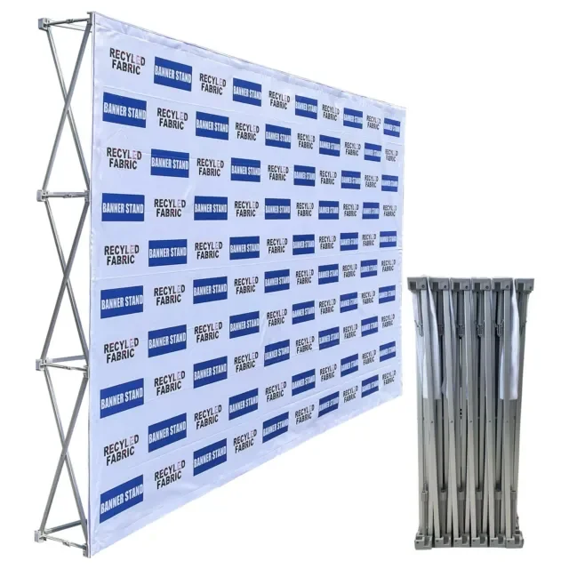 10x8ft Folding Pop up Banner Display Backdrop Stand Exhibition Wall Banner Trade Show Booth Walls Pop Up Banner