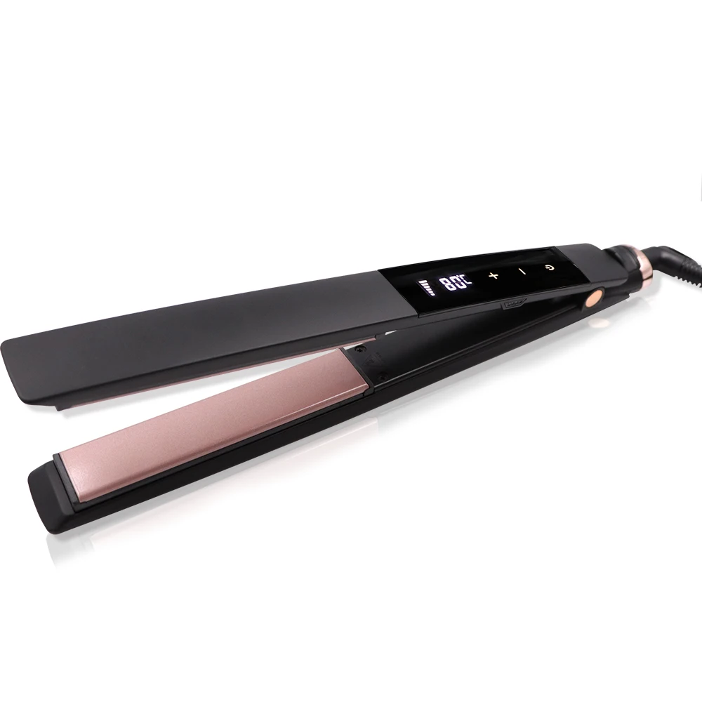 Potable Touchscreen LCD Hair Straightener Flat Iron Titanium Plates Super Thin Body